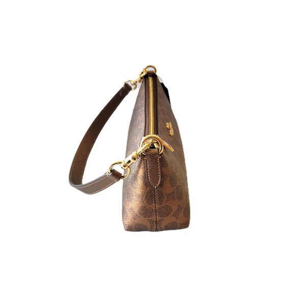 Coach CCL40 Metallic Signature Charlotte Shoulder Handbag Bag Brown Copper - Picture 3 of 7